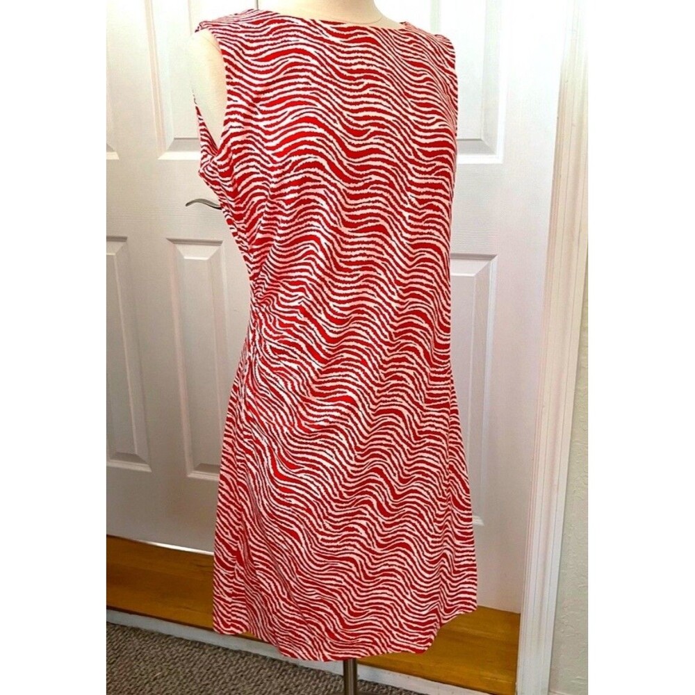 J Mclaughlin Red & White Kasia Ruched Dress Size XS Cap Sleeves‎ Nwt